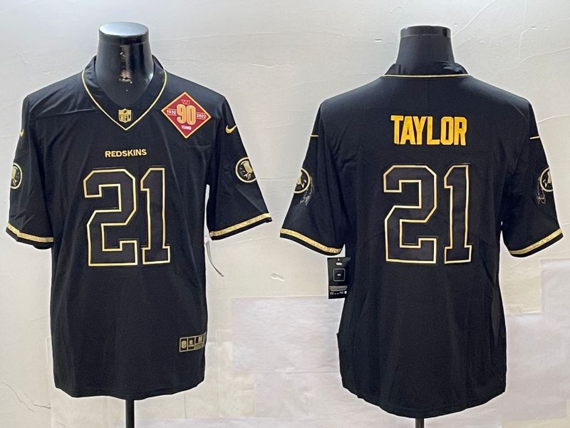 Men Washington Redskins #21 Taylor Black Gold Throwback 2024 Nike Limited NFL Jersey style 3->los angeles rams->NFL Jersey